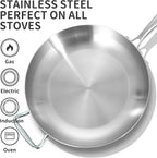 Bzayeat 13-Inch Tri-Ply Stainless Steel Frying Pan with Lid & Detachable Handle - Induction Compatible Skillet, Oven & Dishwasher Safe, Ideal for Frying, Sautéing & Simmering