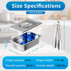 1/3 Size Hotel Pans with Lids | 4" Deep (6 Pack) | 6 Kitchen Tongs | Commercial Stainless Steel Steam Table Pans | Anti-Jam Food Pans for Baking | BBQ Marinating & Catering Events | Oven Safe