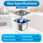 1/6 Size Commercial Hotel Pans 6" Deep (6 Pack), Stainless Steel Steam Table Pans with Lids, Deep Food Storage Containers for Prep Stations, Condiments, Salad Bar Topping, Anti-Jam Lug