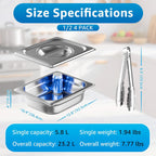1/2 Half Size Commercial Hotel Pans 4" Deep (4 Pack), Stainless Steel Steam Table Pans with Lids, Anti-Jam Restaurant Food Pans for Baking, BBQ Marinating & Catering Events, Oven Safe, 4 Kitchen Tongs