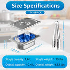 1/4 Size Commercial Hotel Pans 4" Deep (4 Pack), Stainless Steel Restaurant Food Pans with Lids, Versatile Food Prep Containers for Salad Bars & Meal Prep, Anti-Jam & Easy Clean, 4 Kitchen Tongs