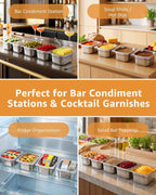 1/6 Size Hotel Pans 4" Deep Stainless Steel Steam Table Pans Set of 6 | Anti-Jam Commercial Food Pans for Buffet Warmer Chafing Dish Bar Condiment Catering Restaurant