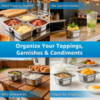 1/6 Size Commercial Hotel Pans, 4" Deep (6 Pack), Stainless Steel Steam Table Pans with Lids, Deep Food Storage Containers for Prep Station, Condiments, Salad Bar Toppings, Anti-Jam Lugs